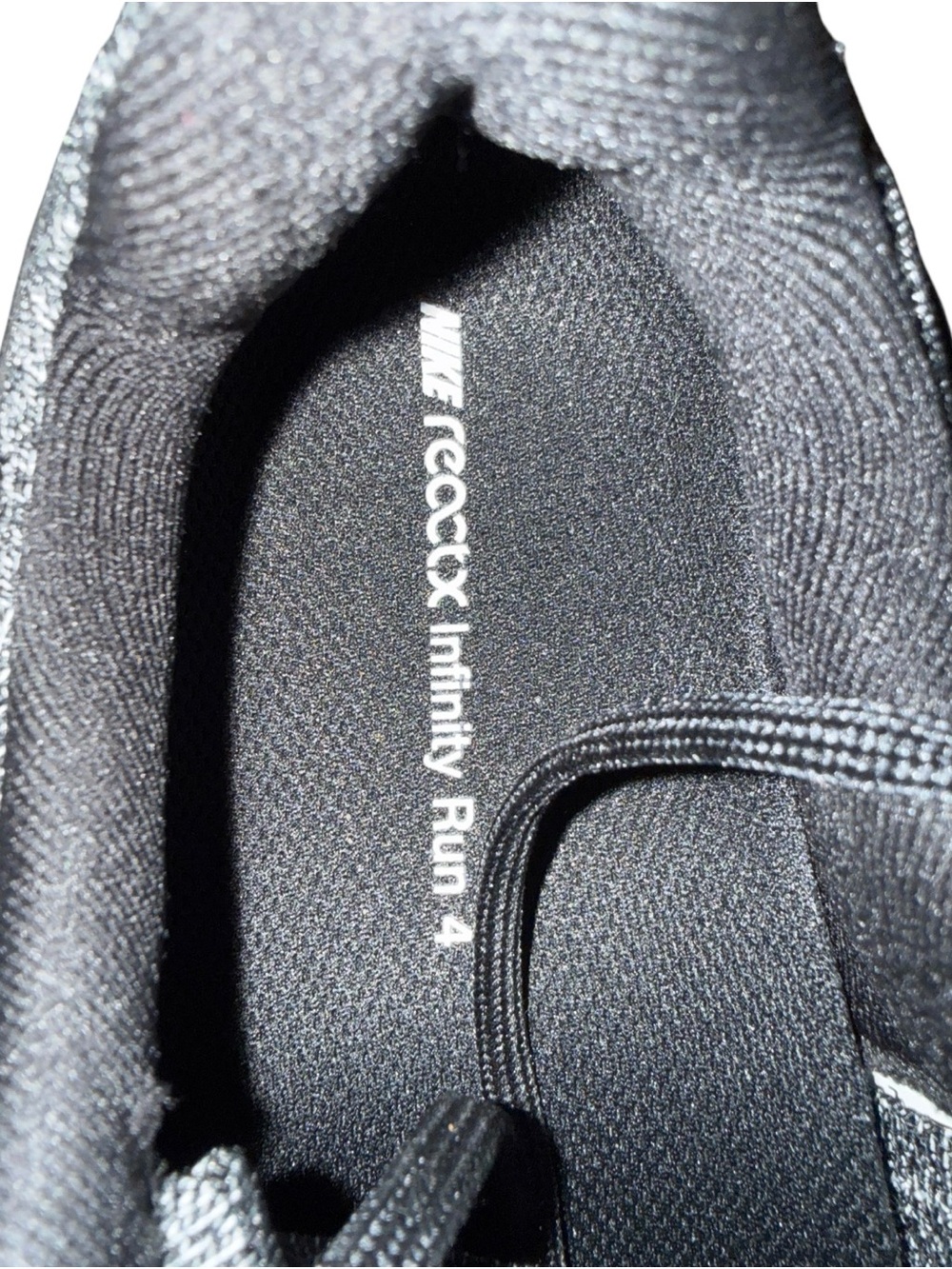NWOT- Women’s- Nike- Sz 7- ReactX Infinity Run 4- Running Shoes- Black/ “Oreo” - Picture 3 of 5